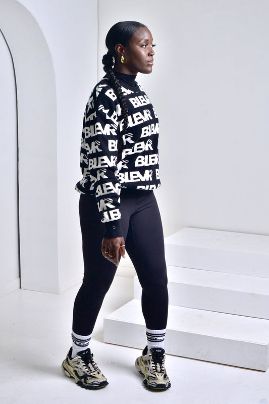 BLEVR LOGO JACQUARD SWEATER